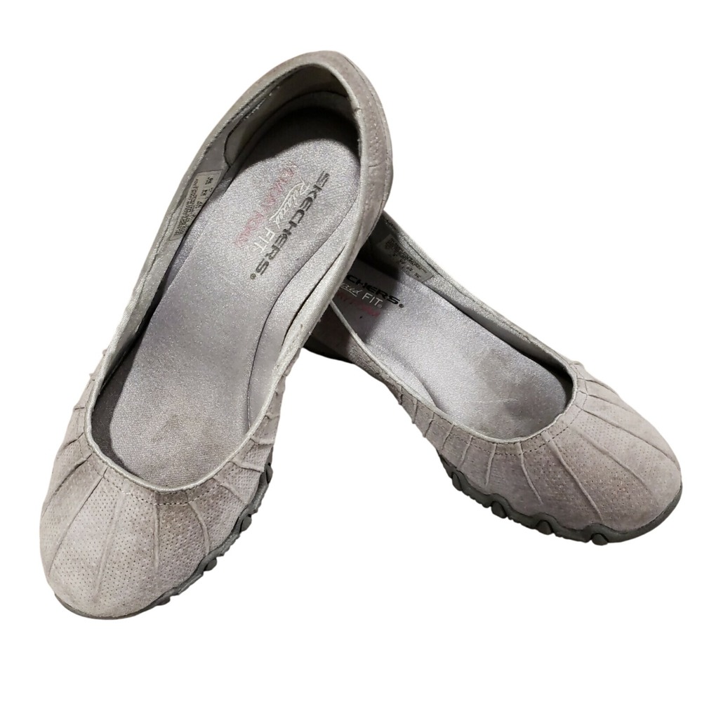Skechers Women's Gray Ballet Flats Slip On Relaxed Fit Memory Foam Shoes Size 8